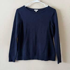 Talbots 100% Cotton Preppy Navy Bobble Popcorn Crewneck Sweater size P / XSP